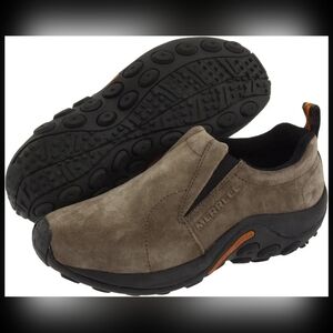 Merrell Jungle Moc comfort slip-on shoes in pig sueded leather, Gunsmoke, sz: 9